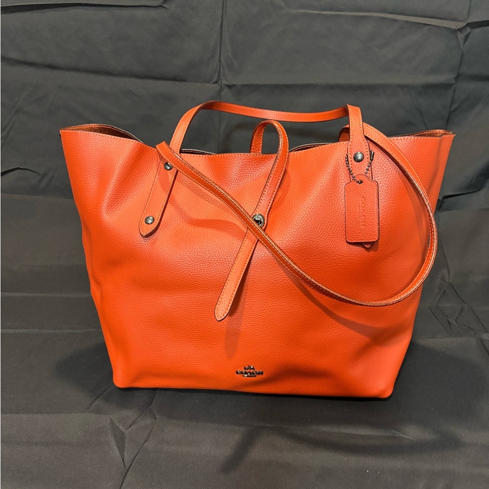Coach Vibrant Orange Leather Tote